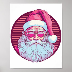 Poster Retro vintage cor-de-rosa santa claus