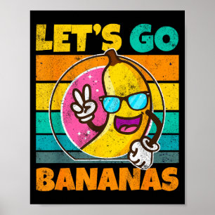 Poster Retro Vintage Engraçado Meme Banana Deixe Ir Paz d