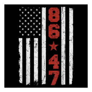 Pôster Retro Vintage EUA Flag 86 47 Anti Trump