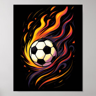 Poster Retro Vintage Futebol Chamas de Futebol Esporte Ll