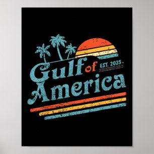 Poster Retro Vintage Golfo Da América Do Norte 2025 Ameri