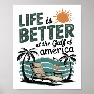 Poster Retro Vintage Golfo Da América Do Norte 2025 Ameri