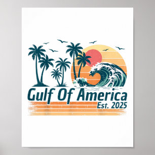 Poster Retro Vintage Golfo Da América Do Norte 2025 Ameri