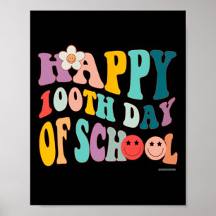 Poster Retro Vintage Groovy 100 Dias de Escola para Teach
