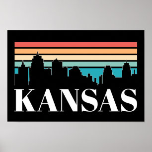 Poster Retro Vintage Kansas City Silhouette Skyline