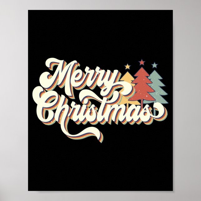 Poster Retro Vintage Merry Christmas Tygraphy  (Frente)
