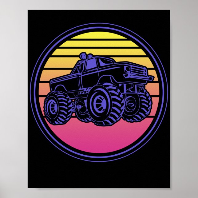 Poster Retro Vintage Monster Truck Vaporwave (Frente)