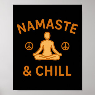 Poster Retro Vintage Namaste E Chille Meditação E Ioga