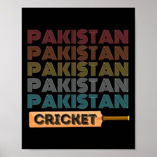 Poster Retro Vintage Pakistan Cricket 