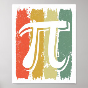 Poster Retro Vintage Pi Geek Matemático Matemático Pi Dia