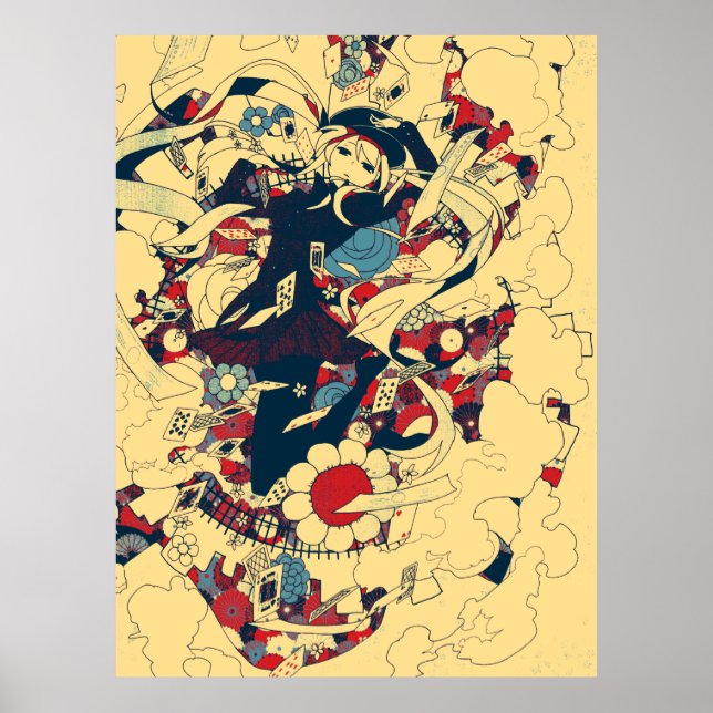 Poster Retro Vintage - Rosas Japoneses - Arte Gráfica (Frente)