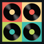 Poster Retro Vintage Vinyl Record Pop Art<br><div class="desc">Vintage vinyl record collection.</div>