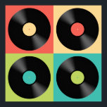 Poster Retro Vintage Vinyl Record Pop Art<br><div class="desc">Vintage vinyl record collection.</div>