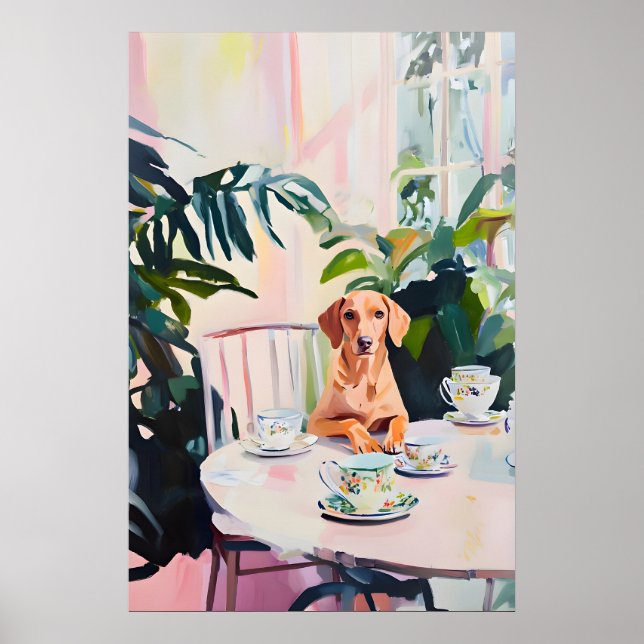 Poster Retro Vizsla Poster, Vizsla Oil Painting, Vintage (Frente)