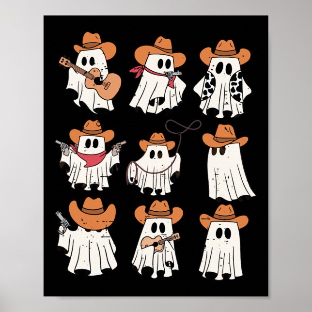 Poster Retro Western Halloween Cowboy Collage Spook (Frente)