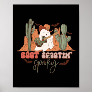 Poster Retro Western Halloween Cute Fogueira Boot Scooti