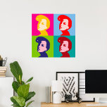 Poster Retro Women Pop Art<br><div class="desc">Retrair as mulheres pop com design com quatro mulheres. Esta design parece realmente eficaz nestes Poster</div>
