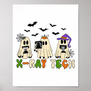 Poster Retro X-ray Tech Halloween Ghost Radiology Ghost R