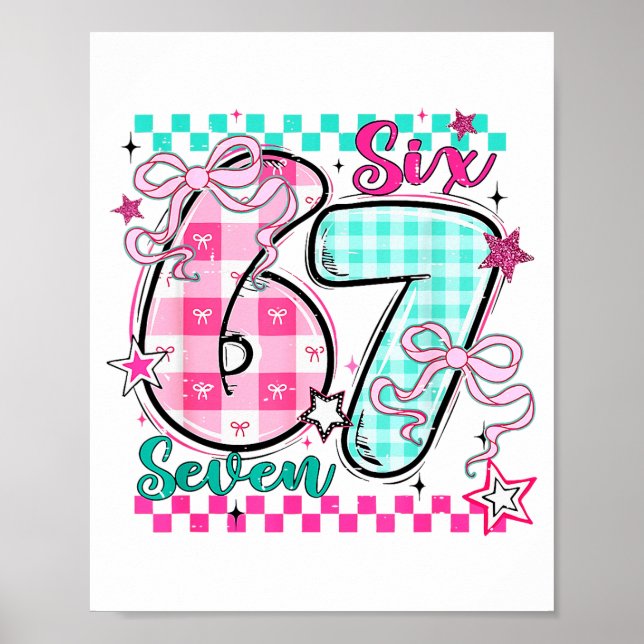 Poster Retrô Xadrez Valentine Seis Sete Meme 67 Viral  (Frente)