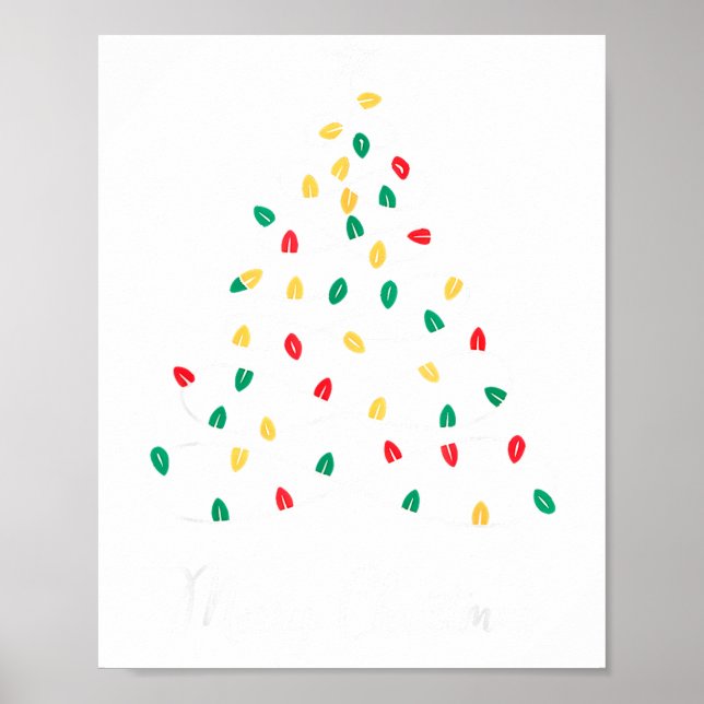 Poster Retro Xmas Merry Christmas Tree Lights  (Frente)
