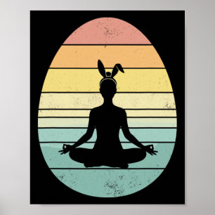 Poster Retro Yoga Ovo de Páscoa Dia de Páscoa Meditação F