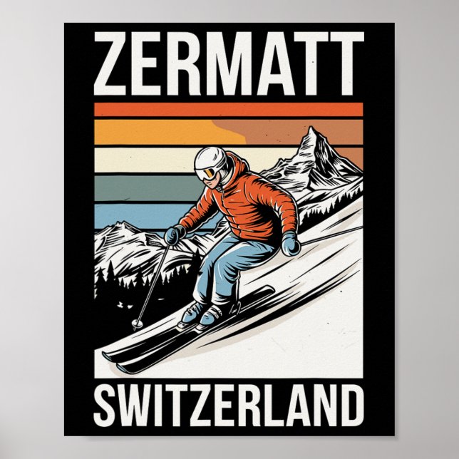 Poster Retro Zermatt Switzerland Ski Resort  (Frente)