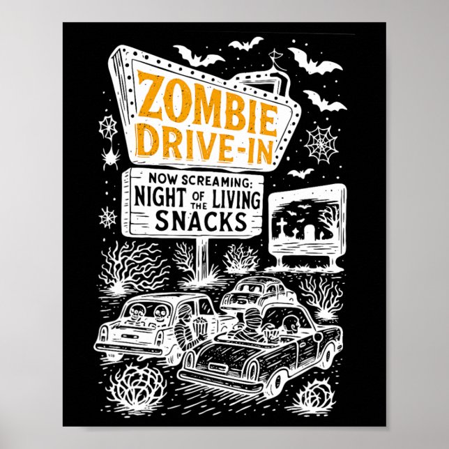 Poster Retro Zombie Drive No Skeleton Movie Night Hotel H (Frente)