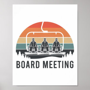 Poster Reunião de Conselho de Snowboard Esquiador Elevado