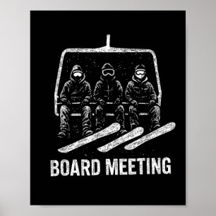 Poster Reunião de Pranchas de Snowboard Esqui Teleférico