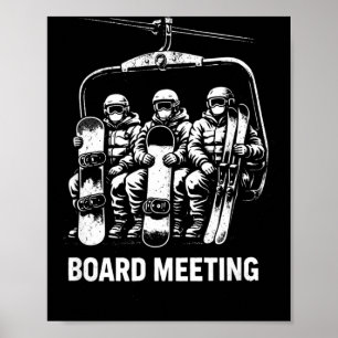 Poster Reunião de snowboard prancha ski lift esquiador in