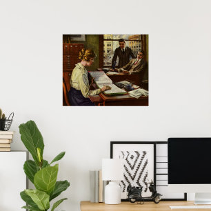 Poster Reunião Empresarial Vintage, Escritório com Execut