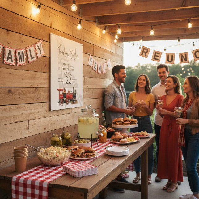 Pôster Reunião Familiar Comboio Vermelho (Family Reunion Red Train Poster)