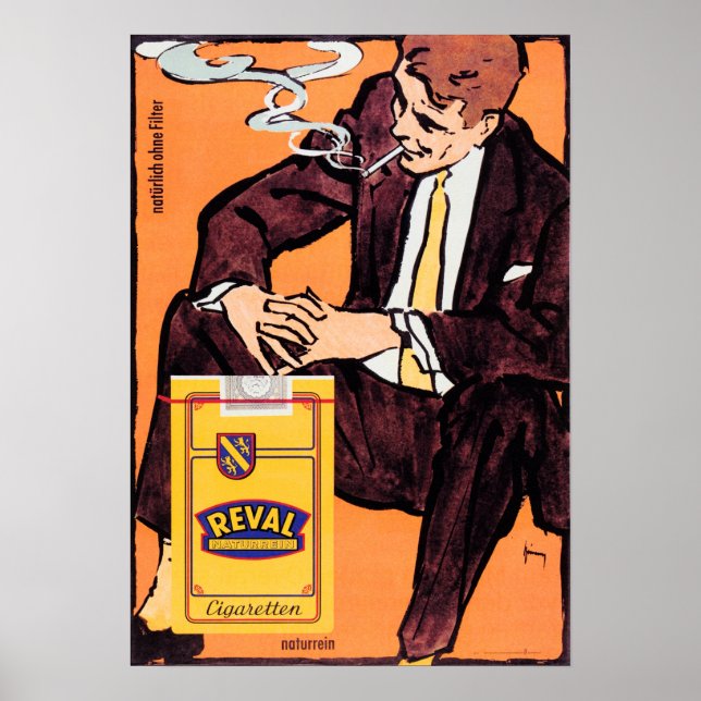 Poster REVAL CIGARETTES Naturrein Cigaretten Anúncio alem (Frente)