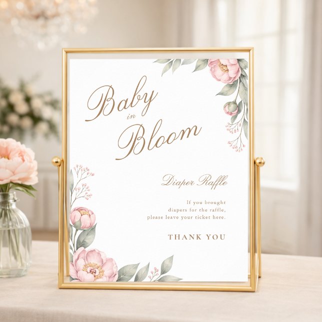 Poster Revelação de Bebê em Flor - Chá de Bebê - Rifas de (Criador carregado)