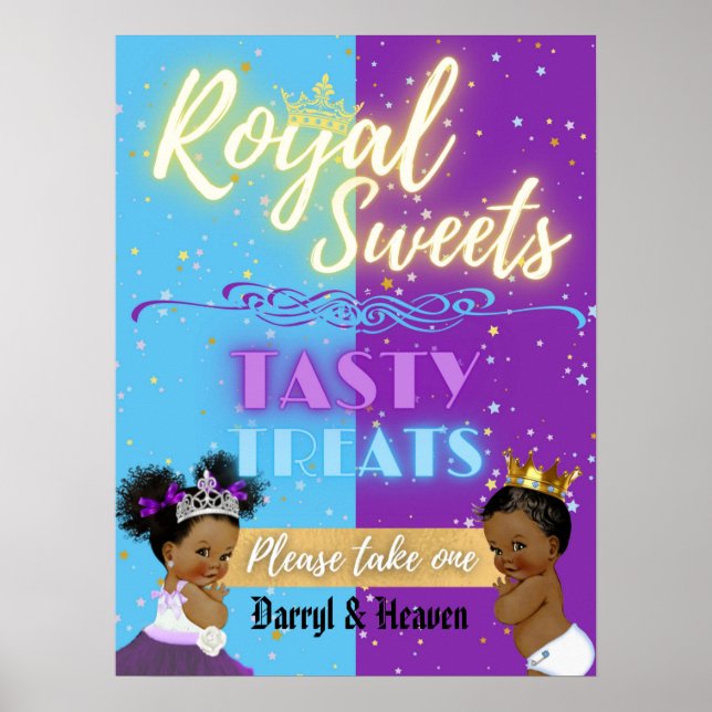 Poster  Revelação de Gênero Afro Roxo/Azul Royal Sweets S (Frente)