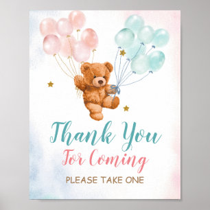 Poster Revelação de Gênero do Urso Obrigado por vir o