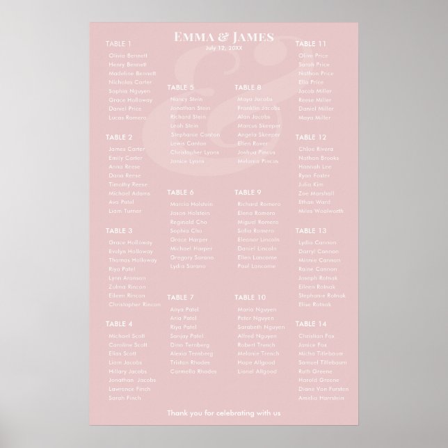 Poster REVERSE Blush Ampersand Casamento | 14 Plano de Sa (Frente)