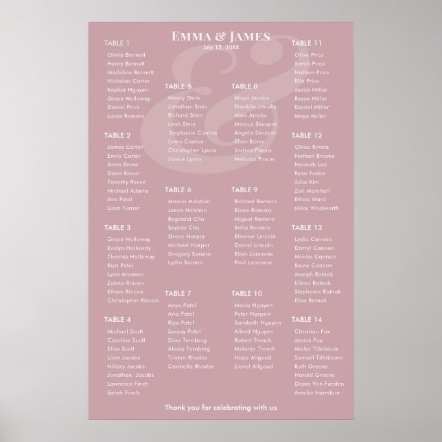 Poster REVERSE Casamento Ampersand Mauve | Gráfico de Ass (Frente)