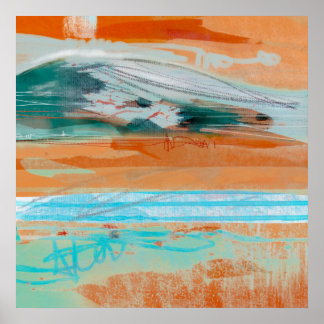 Poster Revisão de Meditação 1 - Pintura de Paisagem Abstr