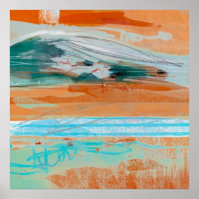 Poster Revisão de Meditação 1 - Pintura de Paisagem Abstr (Frente)