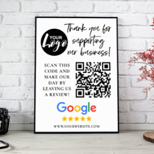 Poster Revisões do Google Obrigado Logotipo Código QR
