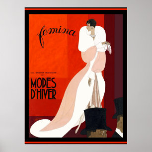Poster Revista italiana de moda art déco Femina illustrat