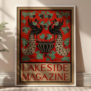 Poster Revista Vintage Lakeside Arte Nova Pavões