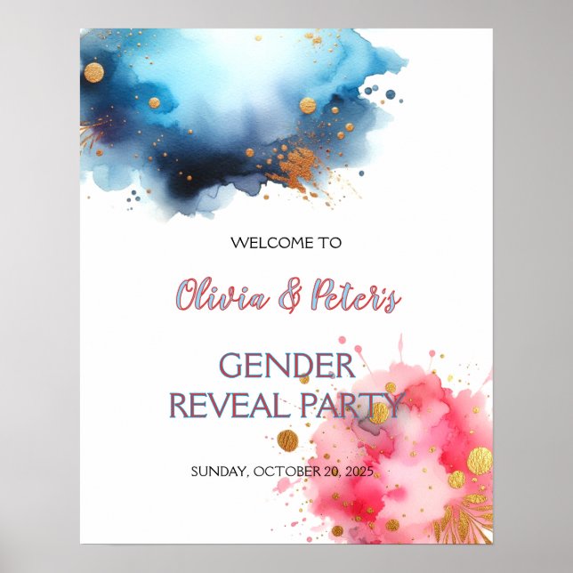 Poster Revolução do Gênero Watercoloar, Rosa e Azul (Frente)