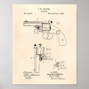Pôster Revolver 1886 Patent Art Old Peper