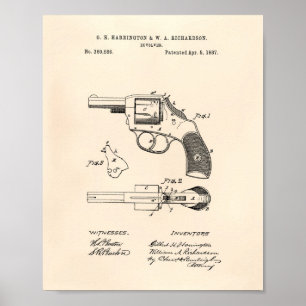 Poster Revolver 1887 Patent Art Old Peper