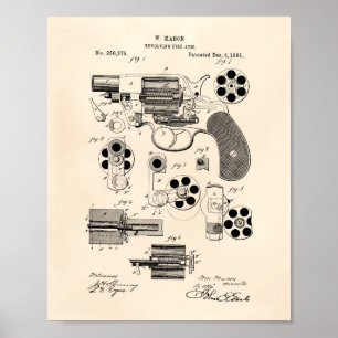 Pôster Revolving Fire Arm 1881 Patent Art - Old Peper