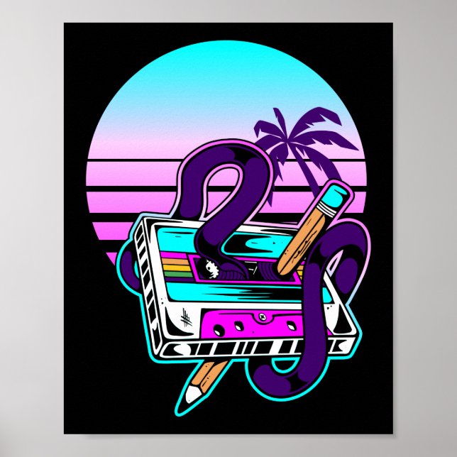 Poster Rewind Cassette Music Pencil 80s 90s (Frente)