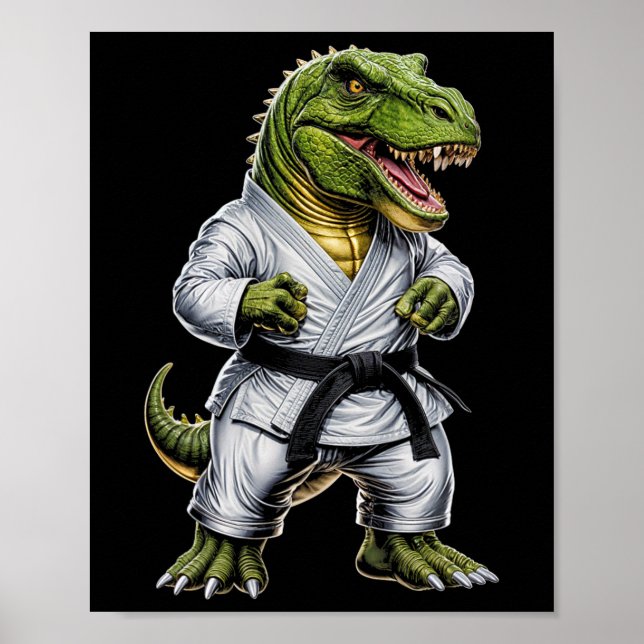 Poster Rex Artes Marciais Dinossauro Karatê Judô Bjj Luta (Frente)