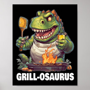 Poster Rex Churrasco Dinossauro Engraçado Dia dos Pais Gr
